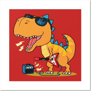 Rock Star T-Rex Posters and Art